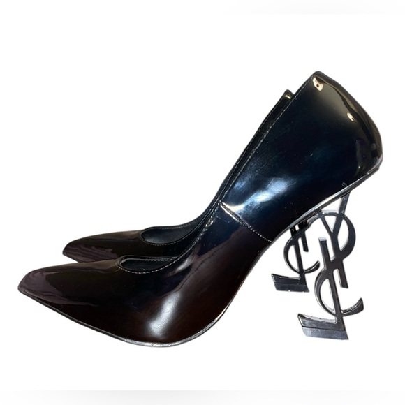 Saint Laurent Black Patent Leather Opyum Pointed Toe Pumps Size 36 - Picture 5 of 9